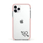 Personalised Black Initials Heart Arrow Apple iPhone 11 Pro in Silver with Pink Impact Case