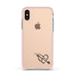 Personalised Black Initials Heart Arrow Apple iPhone Xs Impact Case Pink Edge on Gold Phone