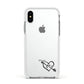 Personalised Black Initials Heart Arrow Apple iPhone Xs Impact Case White Edge on Silver Phone