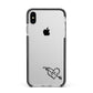 Personalised Black Initials Heart Arrow Apple iPhone Xs Max Impact Case Black Edge on Silver Phone