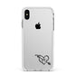 Personalised Black Initials Heart Arrow Apple iPhone Xs Max Impact Case White Edge on Silver Phone