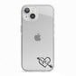 Personalised Black Initials Heart Arrow iPhone 13 TPU Impact Case with White Edges