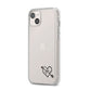 Personalised Black Initials Heart Arrow iPhone 14 Plus Clear Tough Case Starlight Angled Image