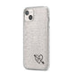 Personalised Black Initials Heart Arrow iPhone 14 Plus Glitter Tough Case Starlight Angled Image