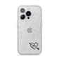 Personalised Black Initials Heart Arrow iPhone 14 Pro Glitter Tough Case Silver