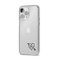 Personalised Black Initials Heart Arrow iPhone 14 Pro Max Clear Tough Case Silver Angled Image