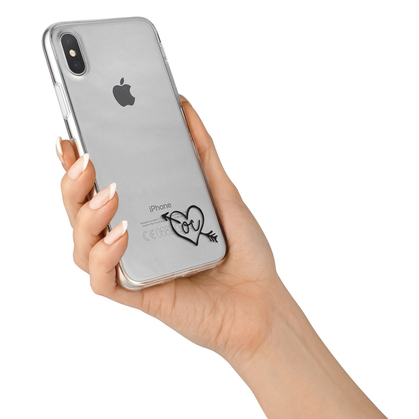 Personalised Black Initials Heart Arrow iPhone X Bumper Case on Silver iPhone Alternative Image 2