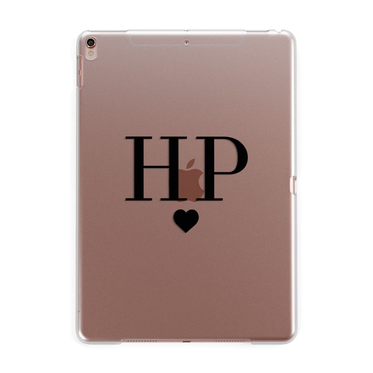 Personalised Black Initials Heart Clear Apple iPad Rose Gold Case