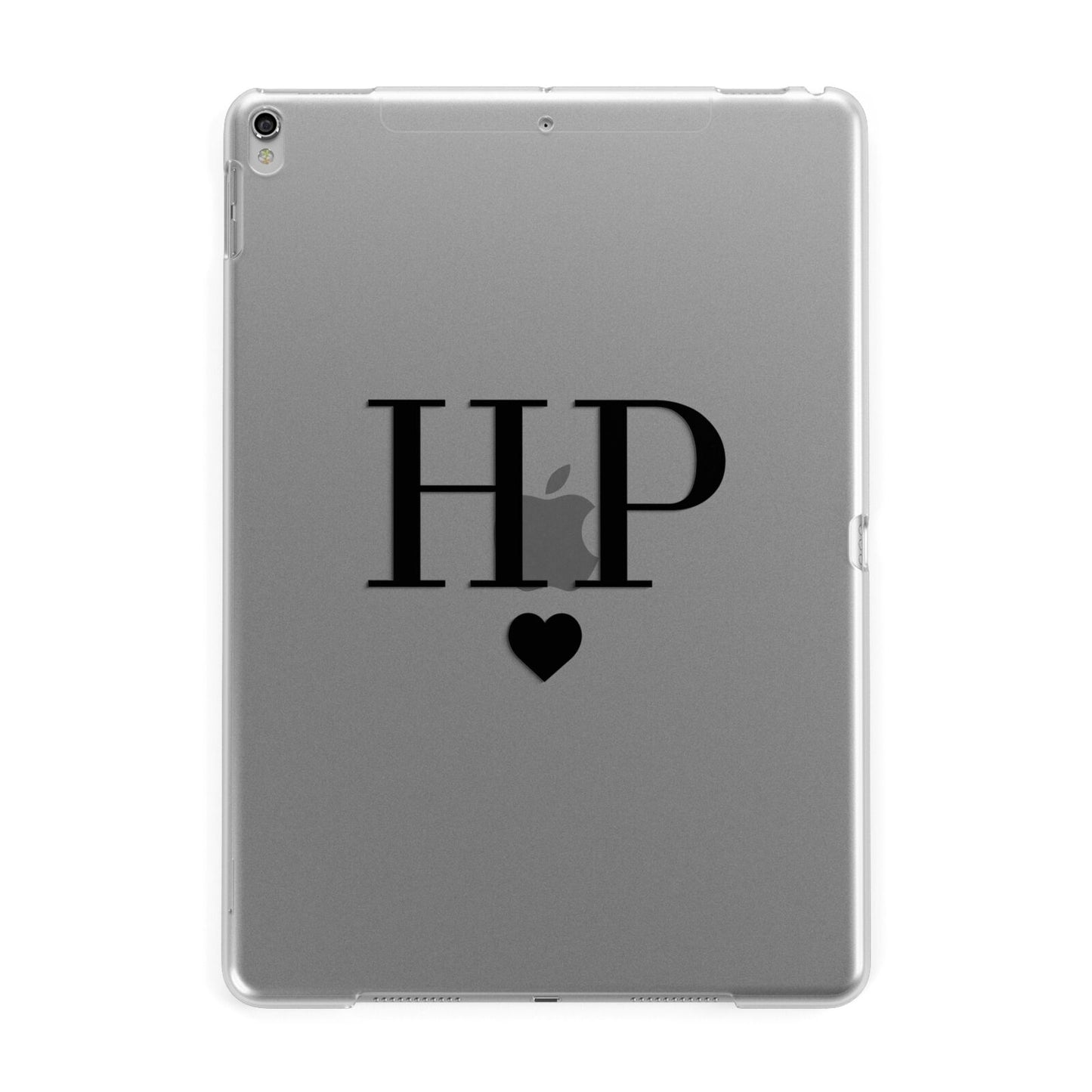 Personalised Black Initials Heart Clear Apple iPad Silver Case