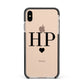 Personalised Black Initials Heart Clear Apple iPhone Xs Max Impact Case Black Edge on Gold Phone