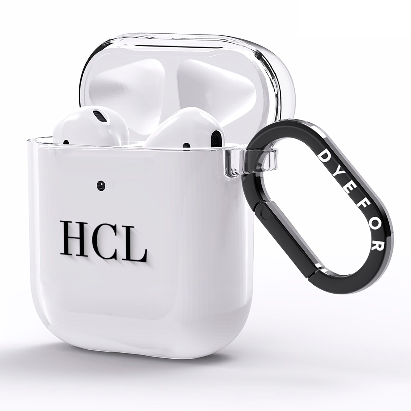 Personalised Black Initials Middle Clear Custom AirPods Clear Case Side Image