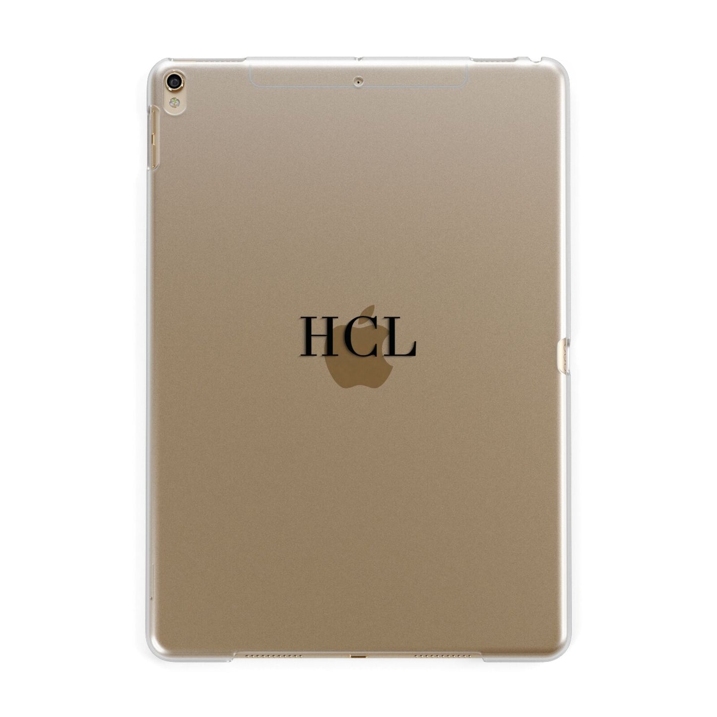 Personalised Black Initials Middle Clear Custom Apple iPad Gold Case