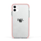 Personalised Black Initials Middle Clear Custom Apple iPhone 11 in White with Pink Impact Case