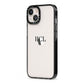 Personalised Black Initials Middle Clear Custom iPhone 13 Black Impact Case Side Angle on Silver phone