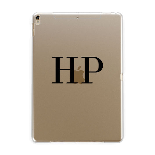 Personalised Black Initials On Clear Apple iPad Gold Case