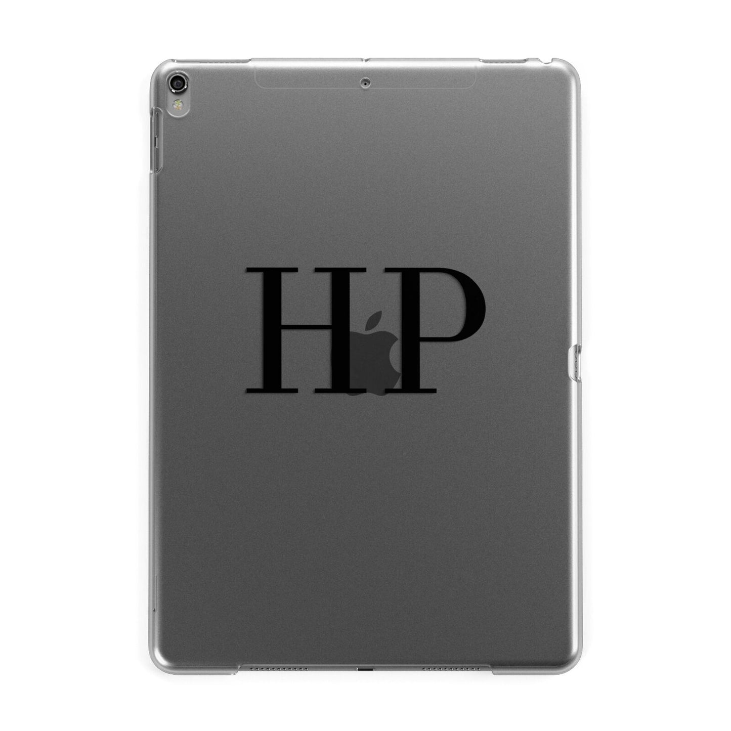 Personalised Black Initials On Clear Apple iPad Grey Case