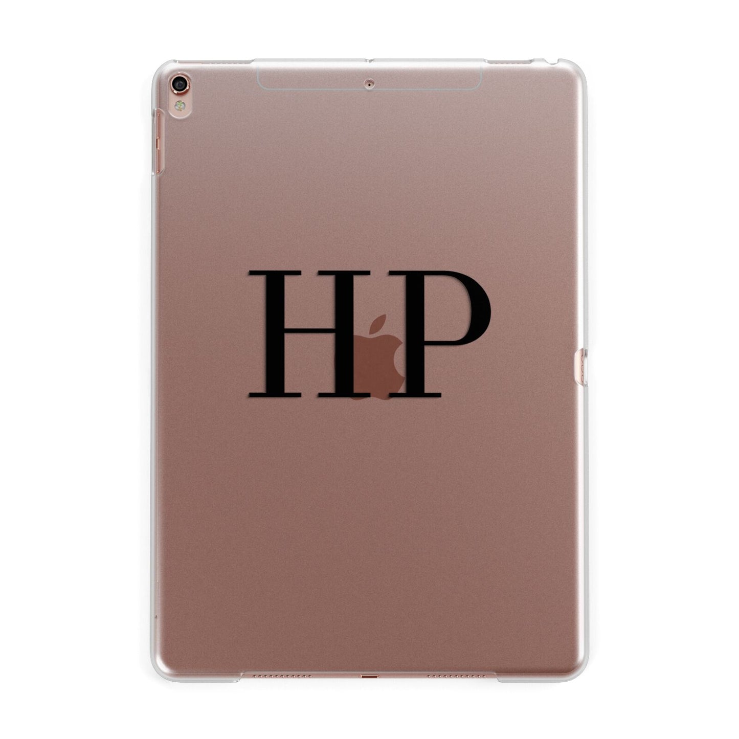 Personalised Black Initials On Clear Apple iPad Rose Gold Case
