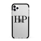 Personalised Black Initials On Clear Apple iPhone 11 Pro Max in Silver with Black Impact Case