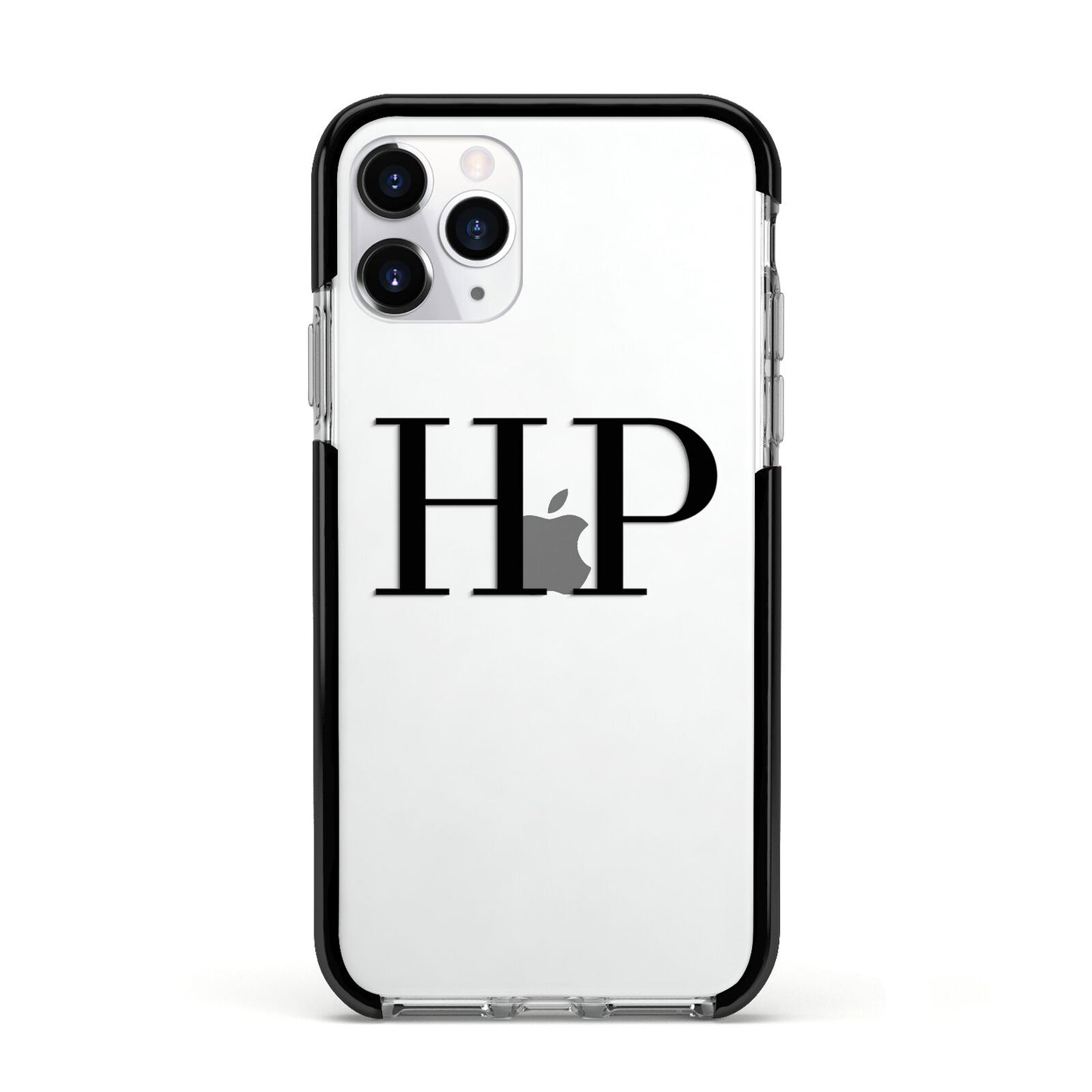 Personalised Black Initials On Clear Apple iPhone 11 Pro in Silver with Black Impact Case