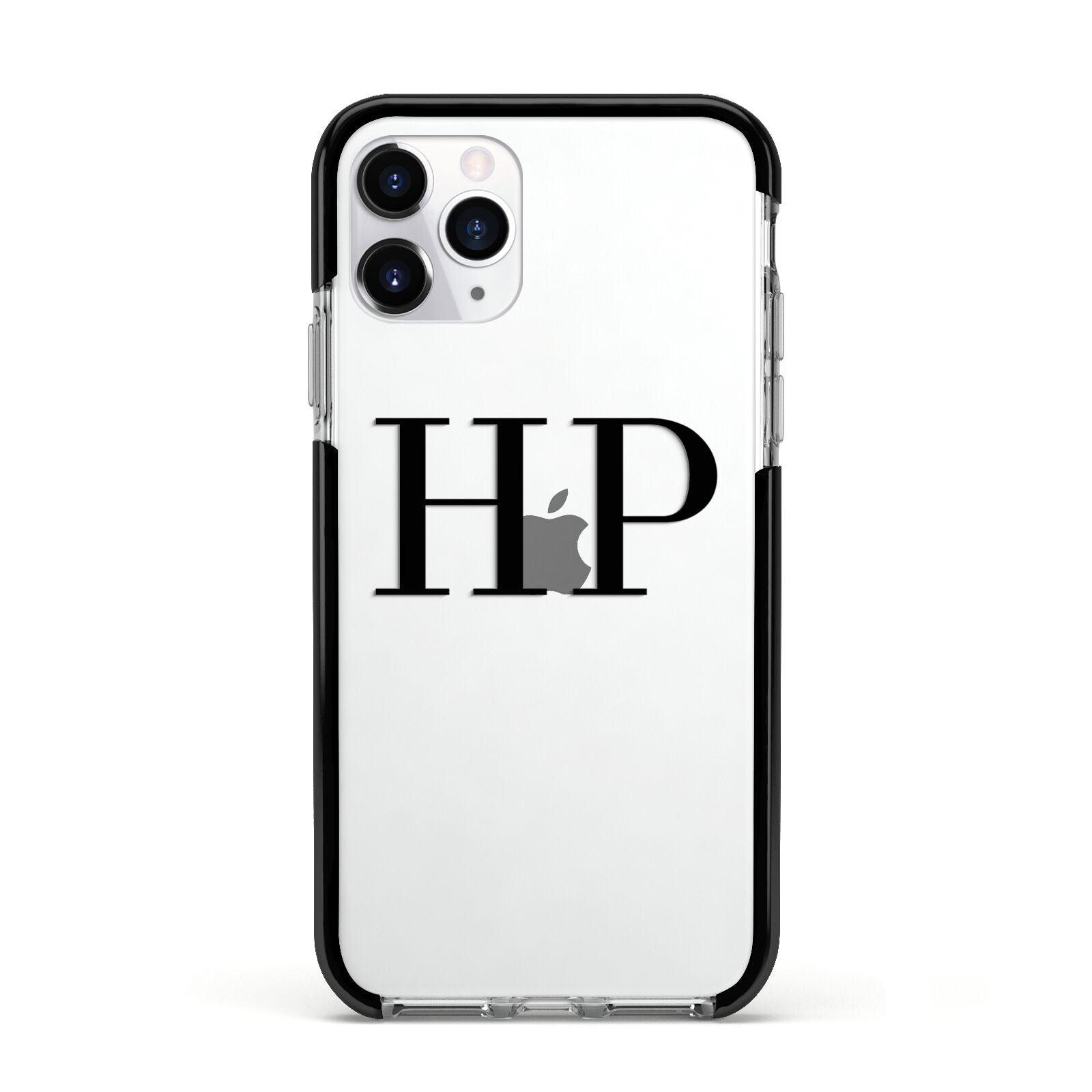 Personalised Black Initials On Clear Apple iPhone 11 Pro in Silver with Black Impact Case