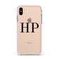 Personalised Black Initials On Clear Apple iPhone Xs Max Impact Case Pink Edge on Gold Phone