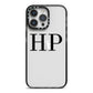 Personalised Black Initials On Clear iPhone 14 Pro Max Black Impact Case on Silver phone