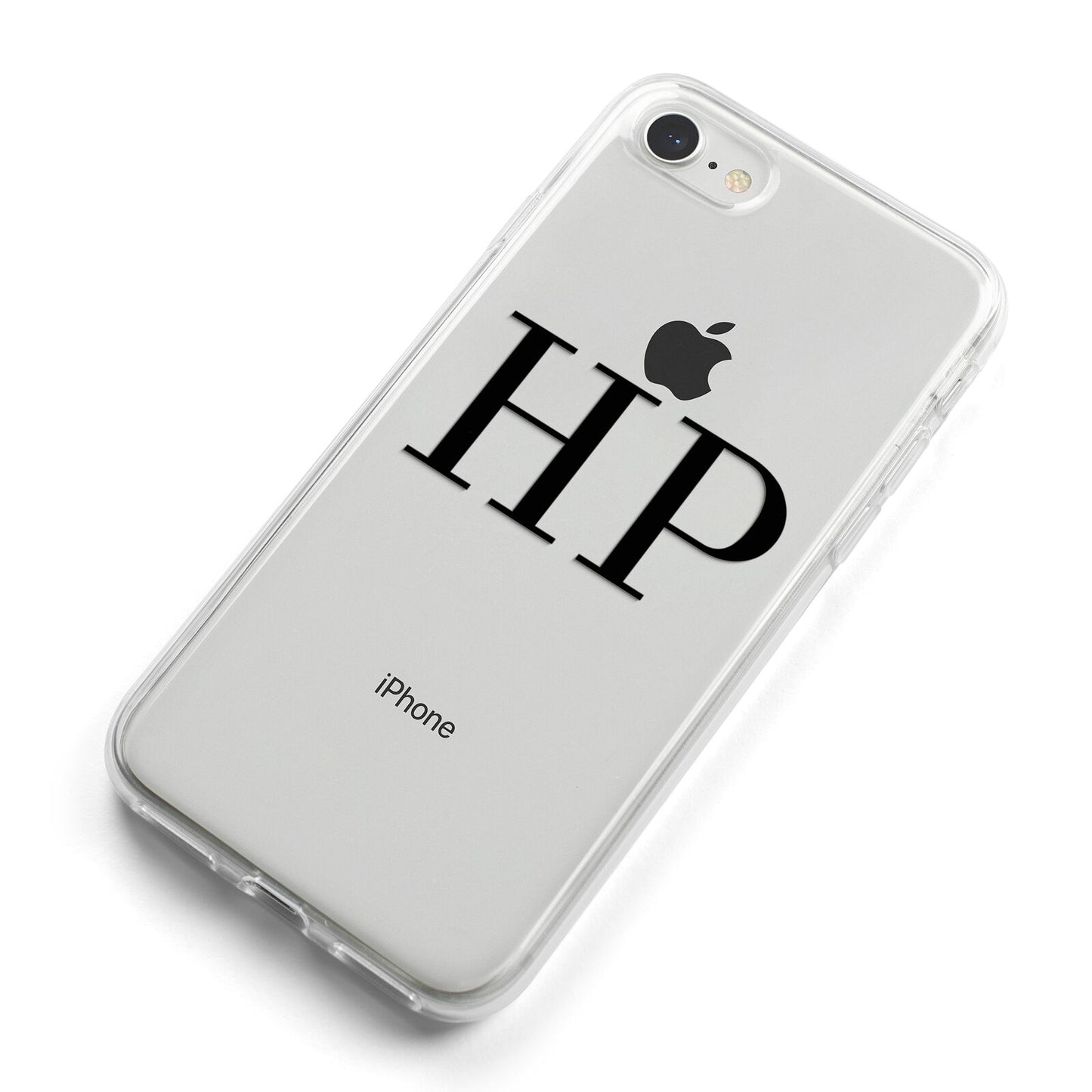 Personalised Black Initials On Clear iPhone 8 Bumper Case on Silver iPhone Alternative Image