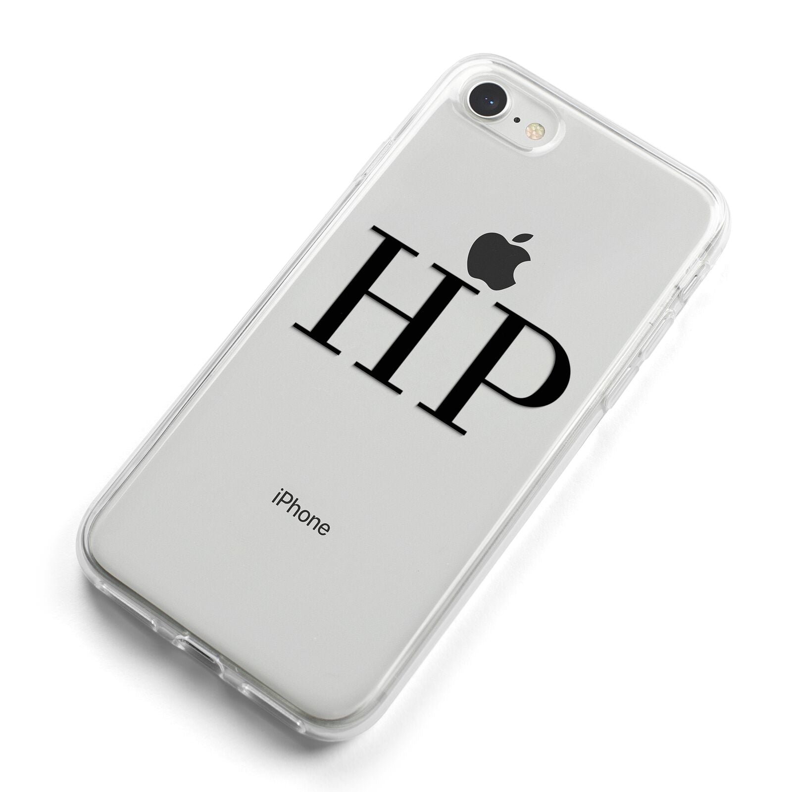 Personalised Black Initials On Clear iPhone 8 Bumper Case on Silver iPhone Alternative Image