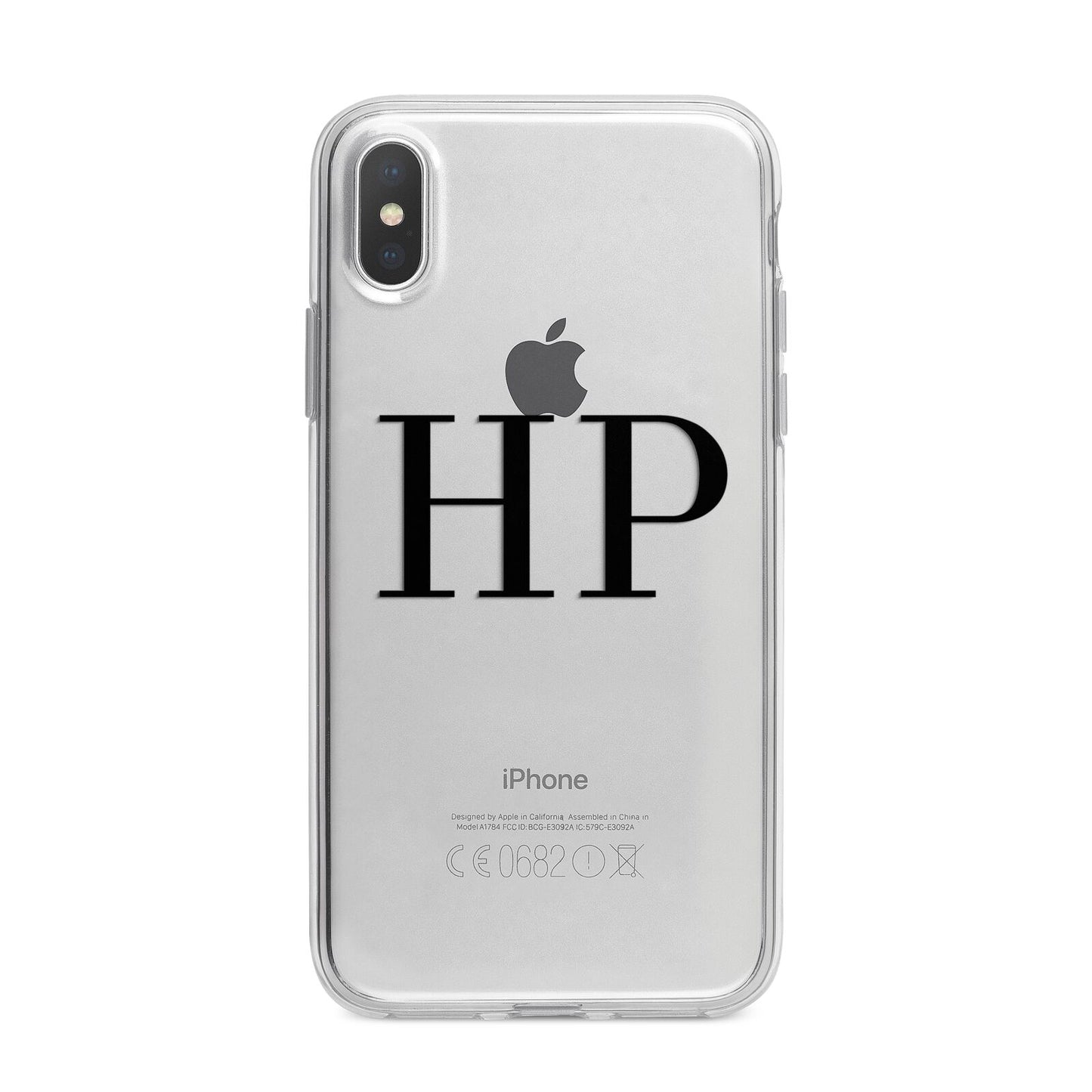 Personalised Black Initials On Clear iPhone X Bumper Case on Silver iPhone Alternative Image 1