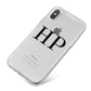 Personalised Black Initials On Clear iPhone X Bumper Case on Silver iPhone
