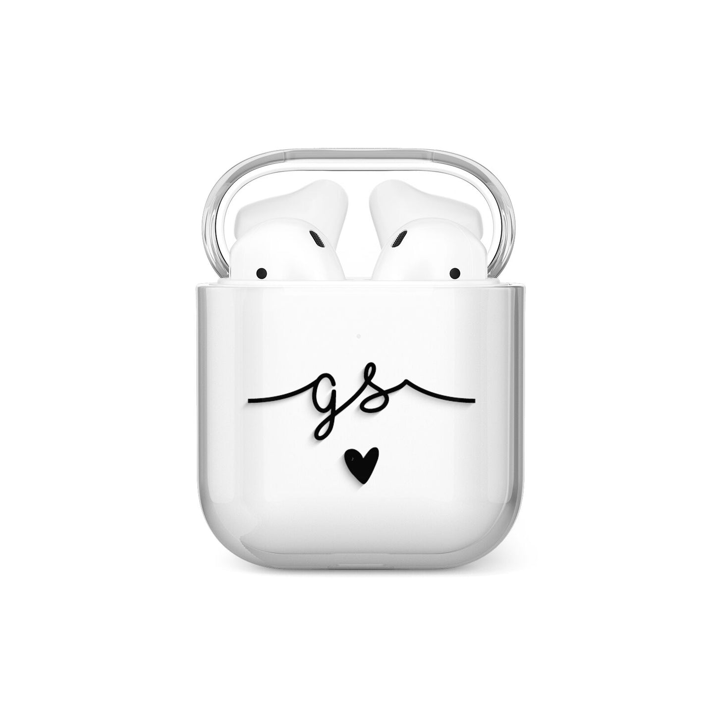 Personalised Black Initials Or Name Clear Custom AirPods Case
