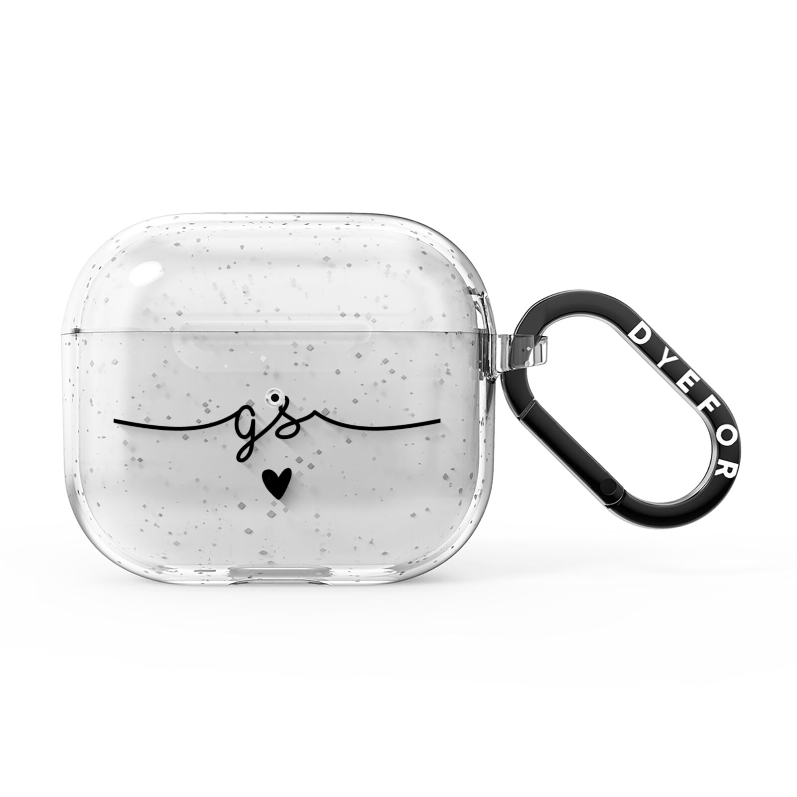 Personalised Black Initials Or Name Clear Custom AirPods Glitter Case 3rd Gen