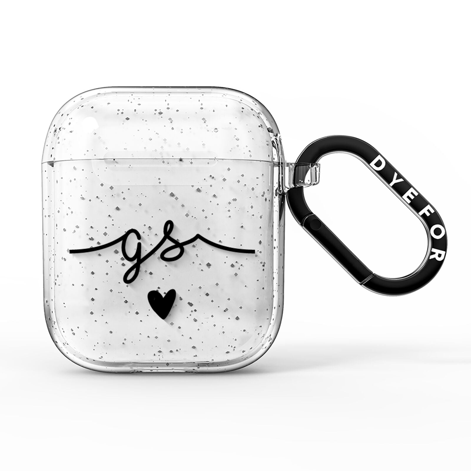 Personalised Black Initials Or Name Clear Custom AirPods Glitter Case