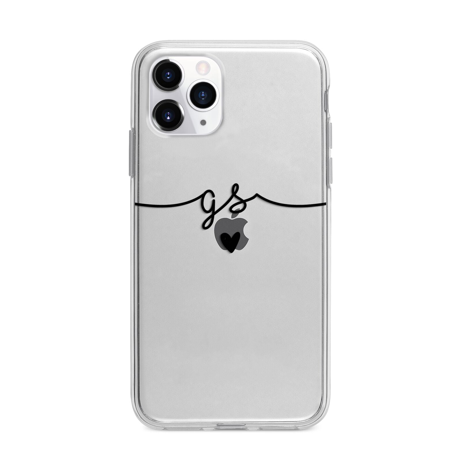 Personalised Black Initials Or Name Clear Custom Apple iPhone 11 Pro in Silver with Bumper Case