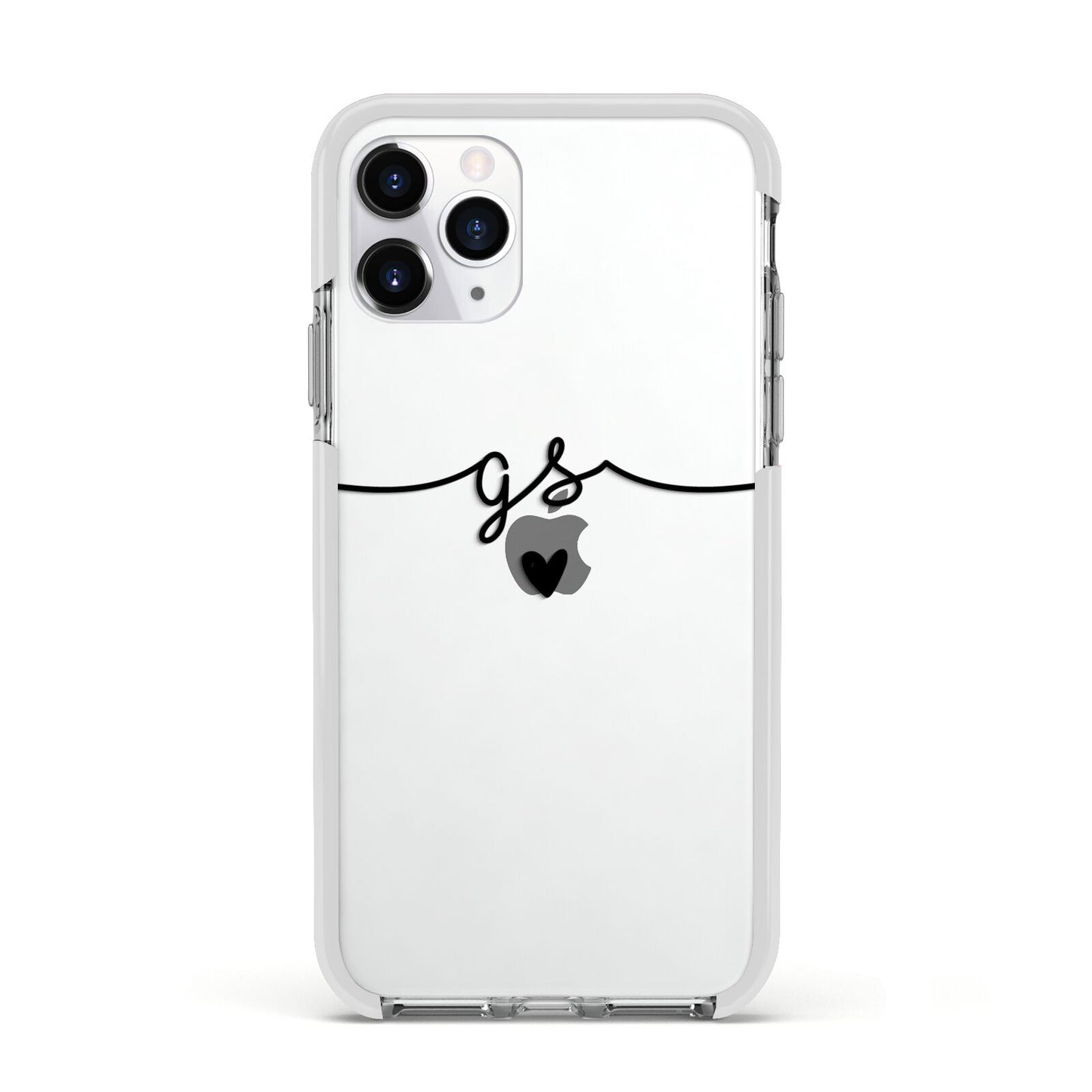 Personalised Black Initials Or Name Clear Custom Apple iPhone 11 Pro in Silver with White Impact Case