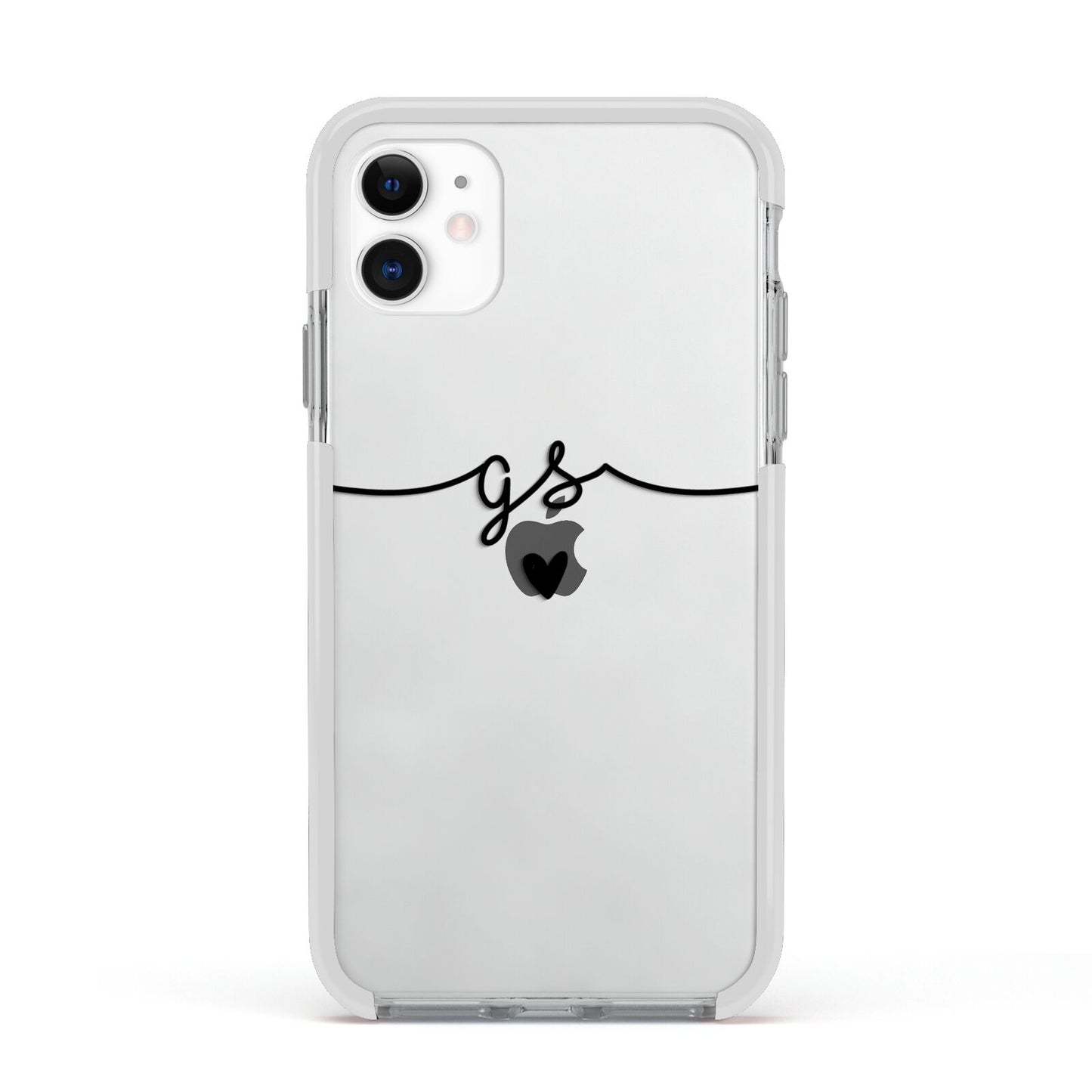 Personalised Black Initials Or Name Clear Custom Apple iPhone 11 in White with White Impact Case