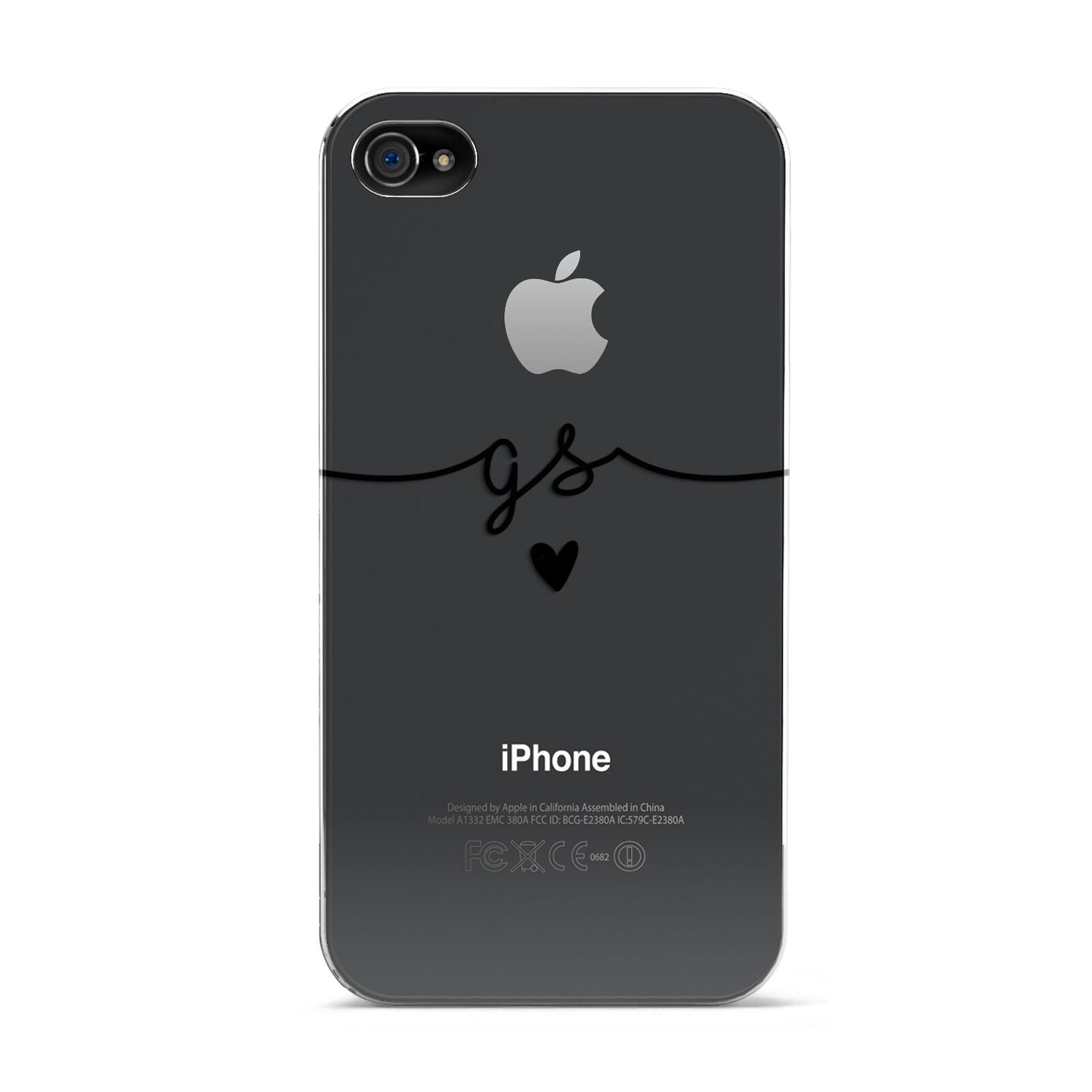 Personalised Black Initials Or Name Clear Custom Apple iPhone 4s Case