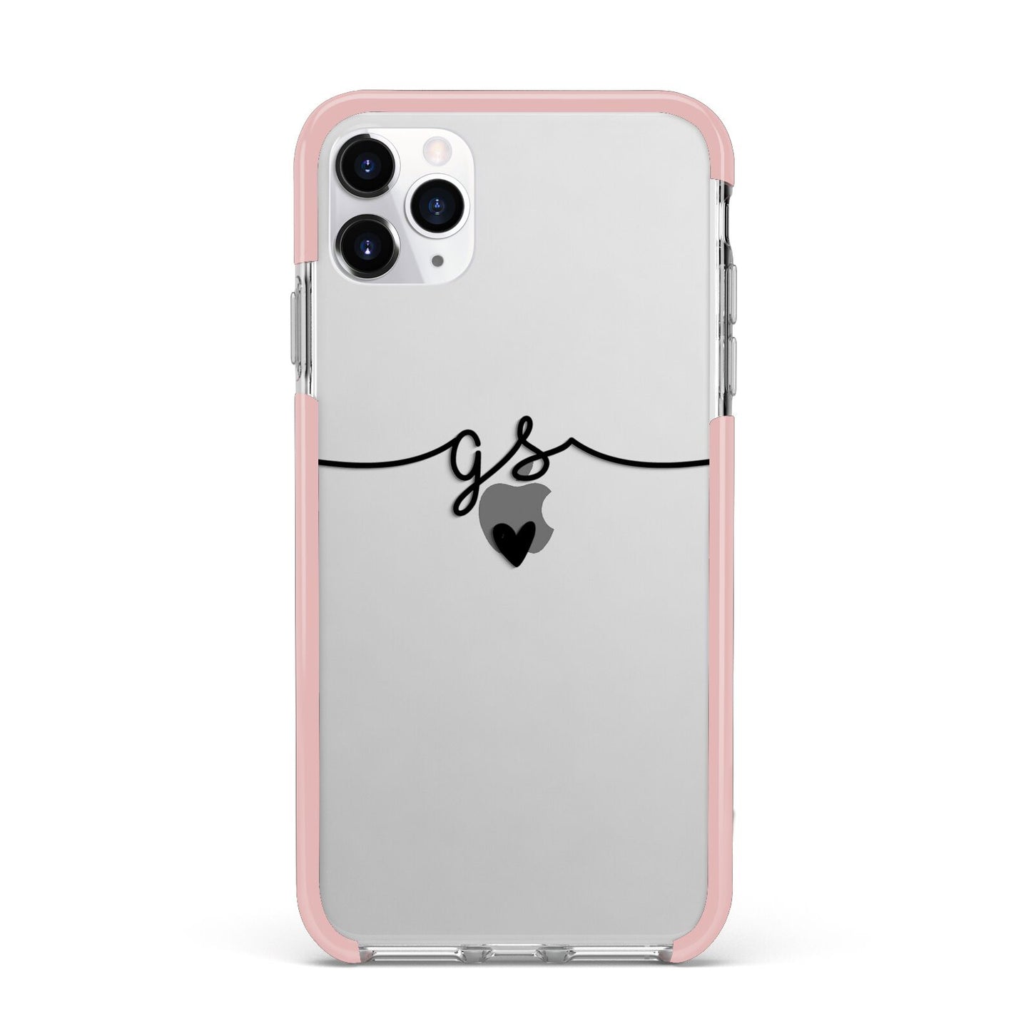 Personalised Black Initials Or Name Clear Custom iPhone 11 Pro Max Impact Pink Edge Case