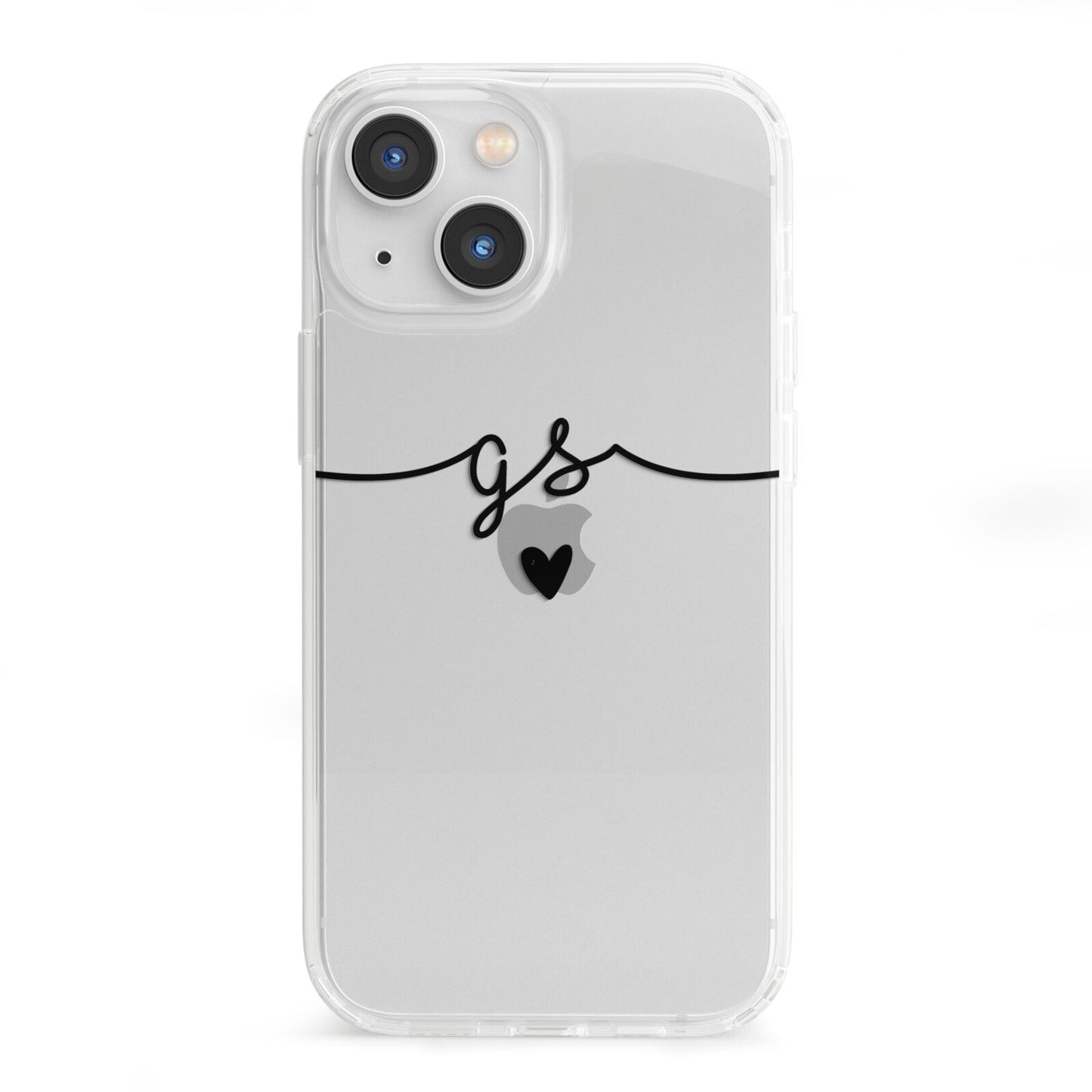 Personalised Black Initials Or Name Clear Custom iPhone 13 Mini Clear Bumper Case