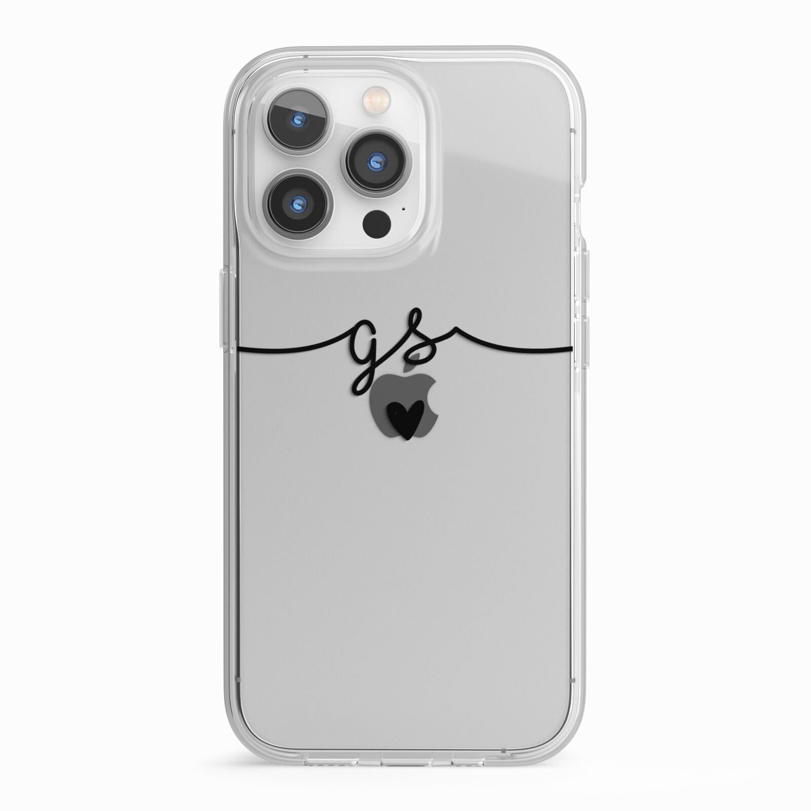 Personalised Black Initials Or Name Clear Custom iPhone 13 Pro TPU Impact Case with White Edges