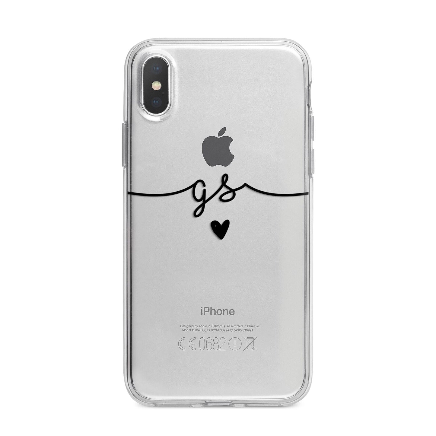 Personalised Black Initials Or Name Clear Custom iPhone X Bumper Case on Silver iPhone Alternative Image 1