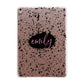 Personalised Black Ink Splat Clear Name Apple iPad Rose Gold Case