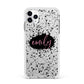 Personalised Black Ink Splat Clear Name Apple iPhone 11 Pro Max in Silver with White Impact Case