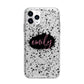 Personalised Black Ink Splat Clear Name Apple iPhone 11 Pro in Silver with Bumper Case