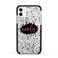 Personalised Black Ink Splat Clear Name Apple iPhone 11 in White with Black Impact Case