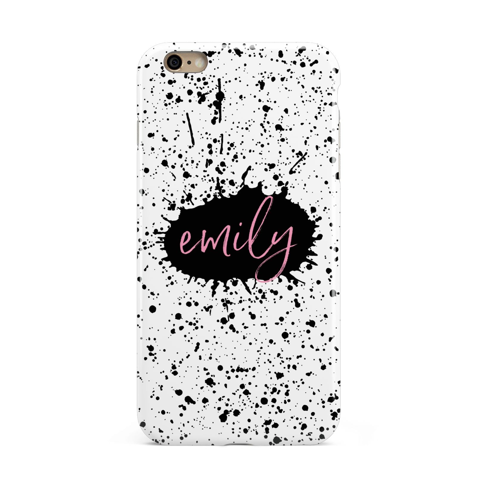 Personalised Black Ink Splat Clear Name Apple iPhone 6 Plus 3D Tough Case
