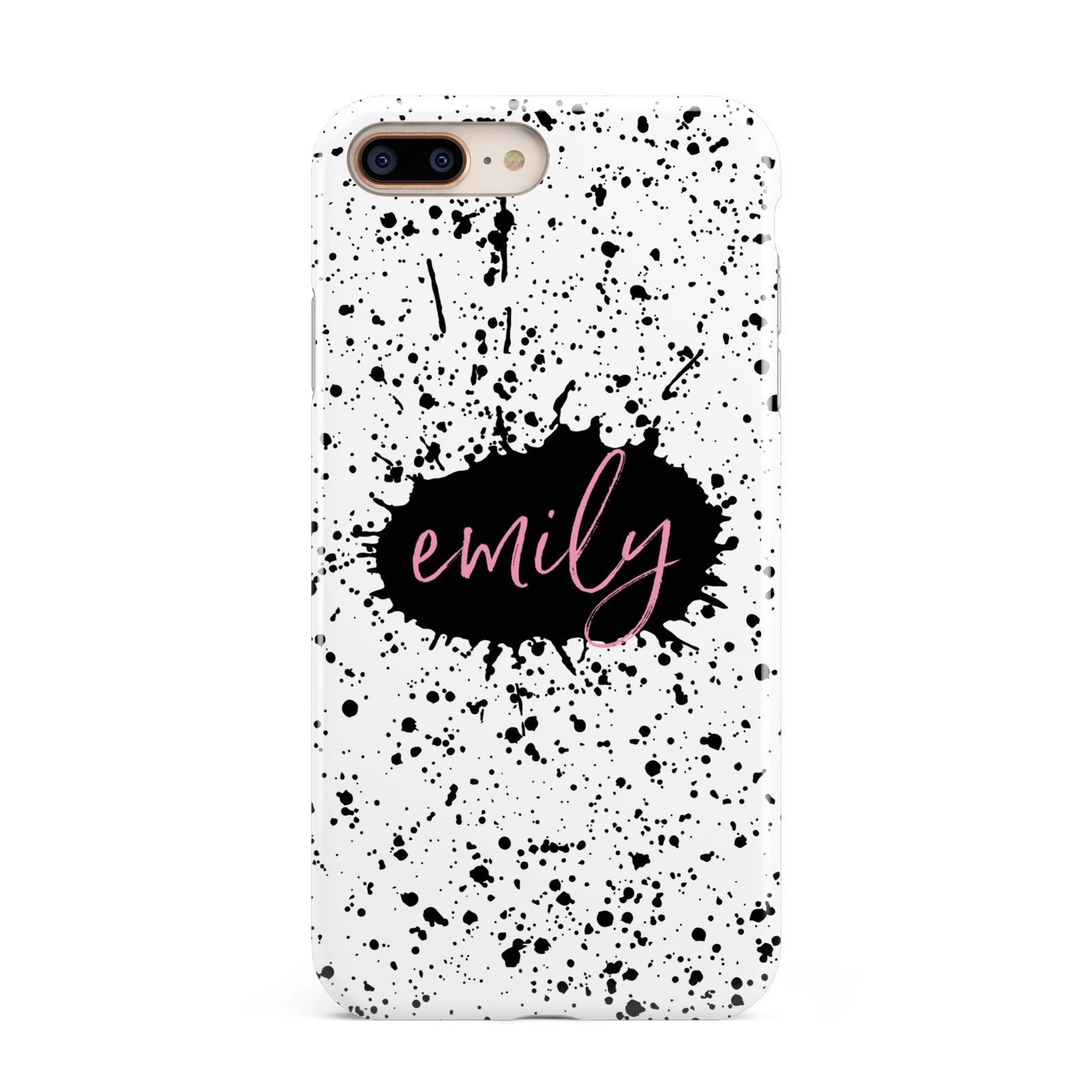 Personalised Black Ink Splat Clear Name Apple iPhone 7 8 Plus 3D Tough Case