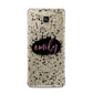 Personalised Black Ink Splat Clear Name Samsung Galaxy A3 2016 Case on gold phone