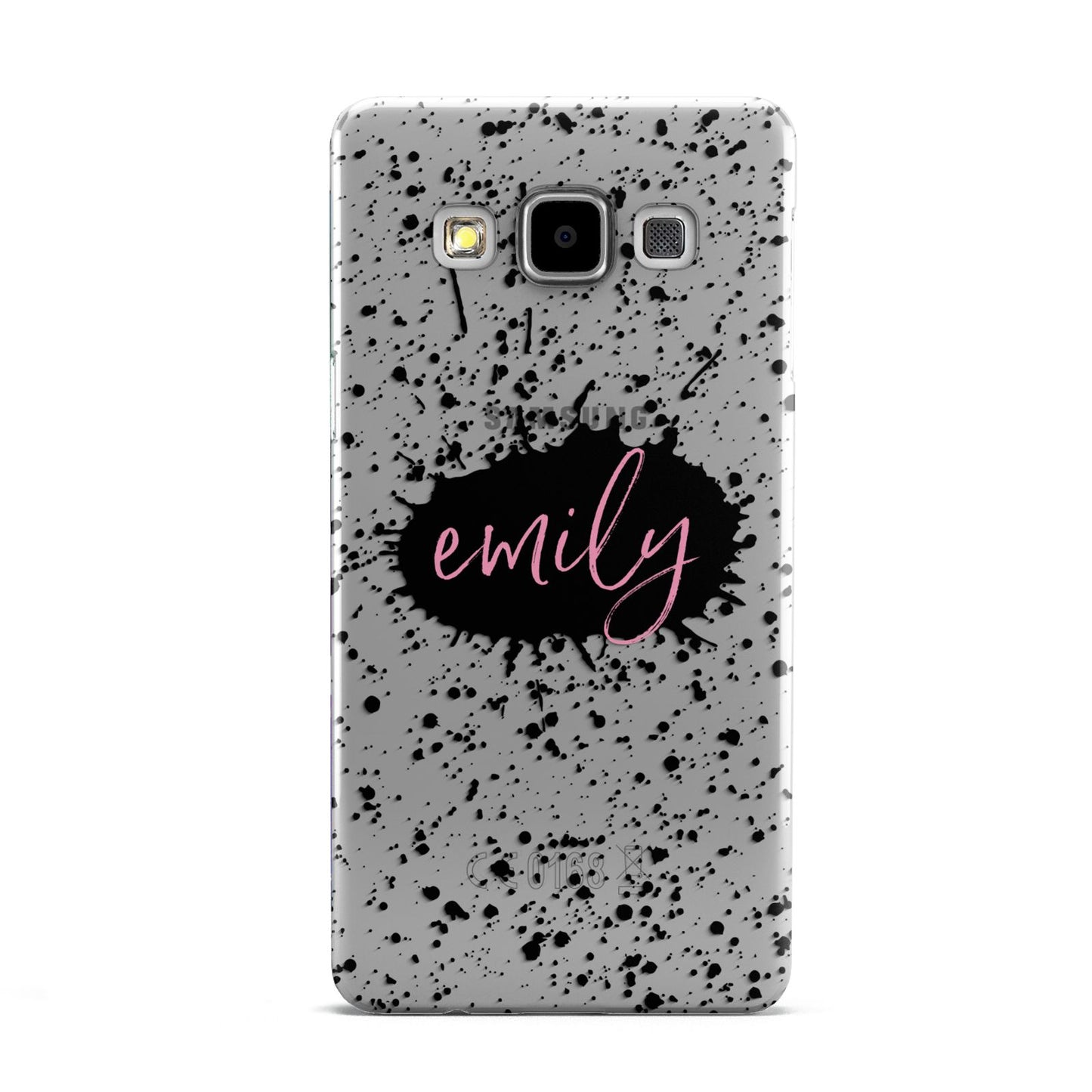 Personalised Black Ink Splat Clear Name Samsung Galaxy A5 Case