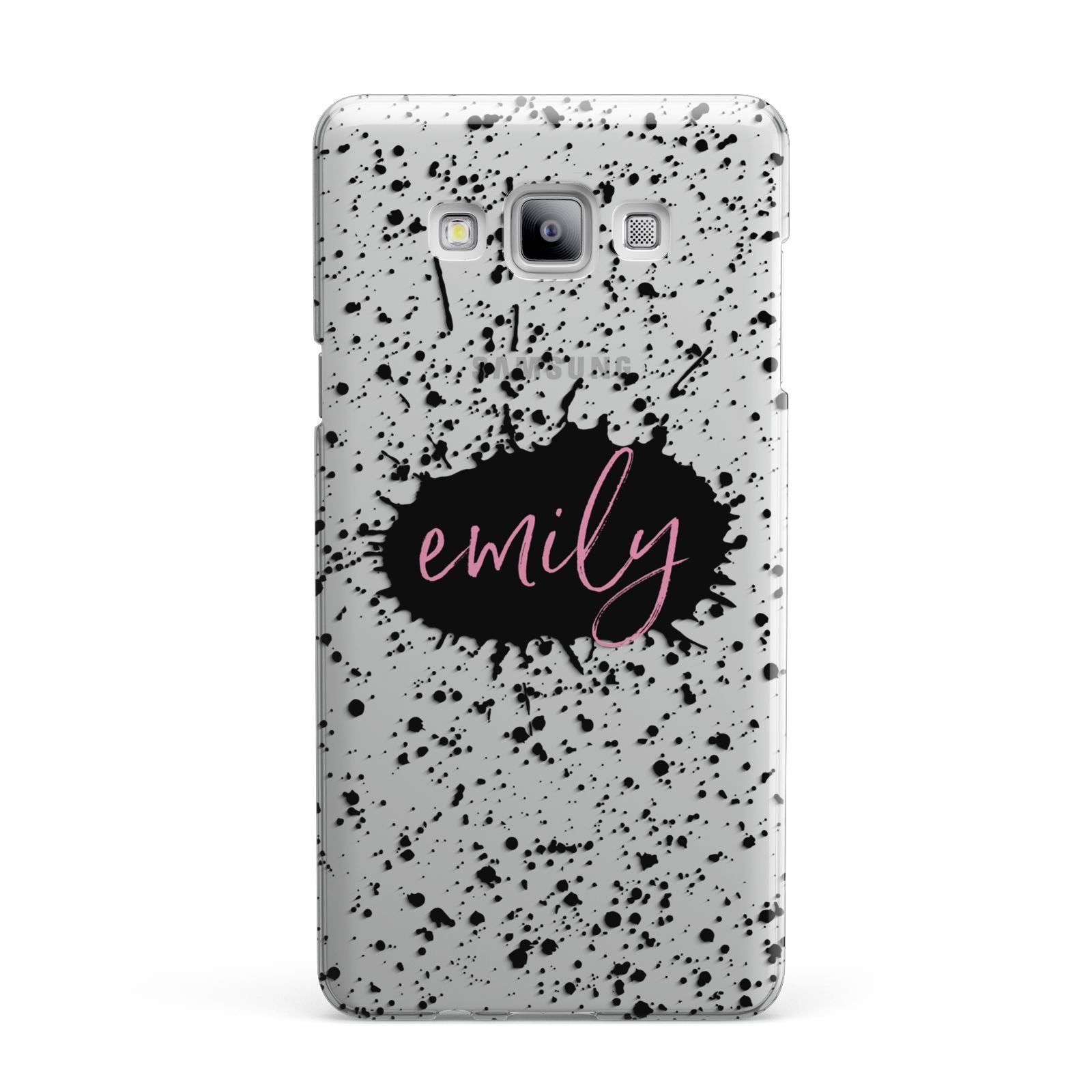 Personalised Black Ink Splat Clear Name Samsung Galaxy A7 2015 Case